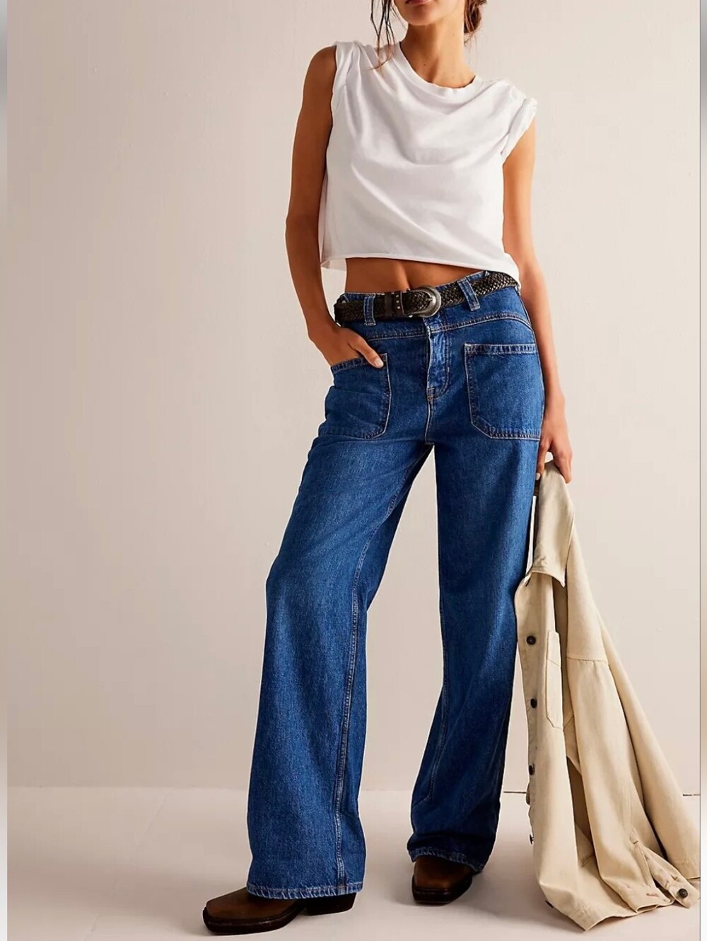 NWT We The Free By Free People Palmer Cuffed Jeans-Tunnel Vision